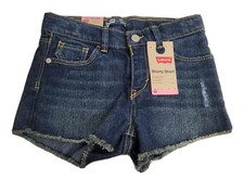 Girls LEVI'S Denim Shorty Shorts Sz 6 NEW Adjustable Waist 34 Mysterious