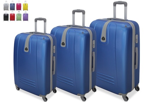 Set 3 Trolley Valigie Rigido Piccolo Medio Grande 4 RUOTE in ABS ORMI | eBay