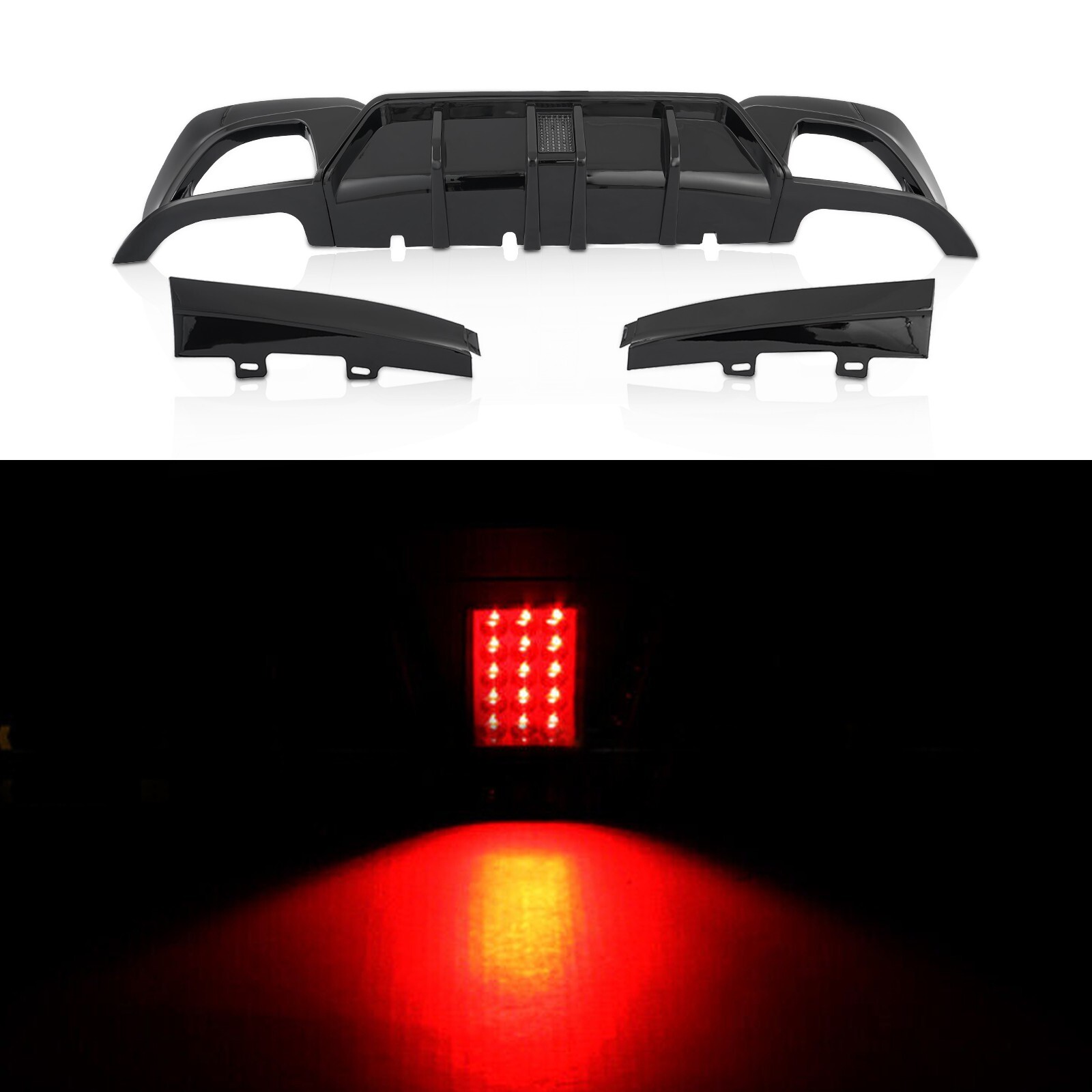 CMS Style Gloss Black Rear Diffuser W/LED Light For 2019-2022 BMW G20 3 ...