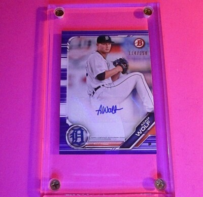 2019 Bowman #PAAW PURPLE SP Autograph Adam Wolf Auto #d/250, TIGERS, ROOKIE MINT