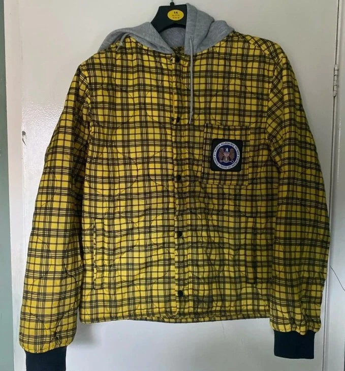 FW17 Supreme Doublure Matelassée Veste Capuche Taille M à Carreaux Jaune Nylon