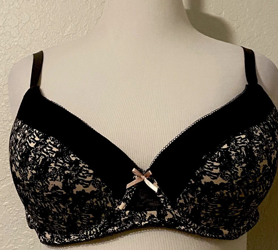 Isaac Mizrahi Padded Underwire Bra Size 42DD Black Cream Lace New / Detached Tag - Image 2 of 4