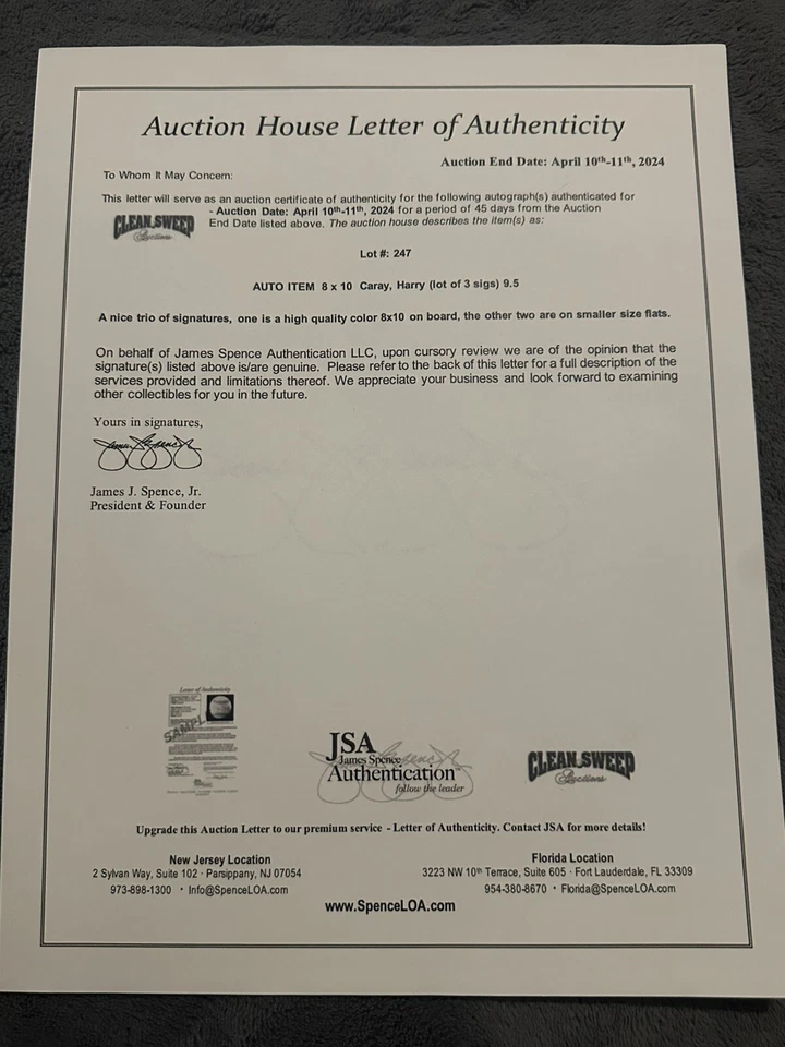 Skip Caray Signed Index Card 3x5 Atlanta Braves JSA LOA  - Image 3 of 3