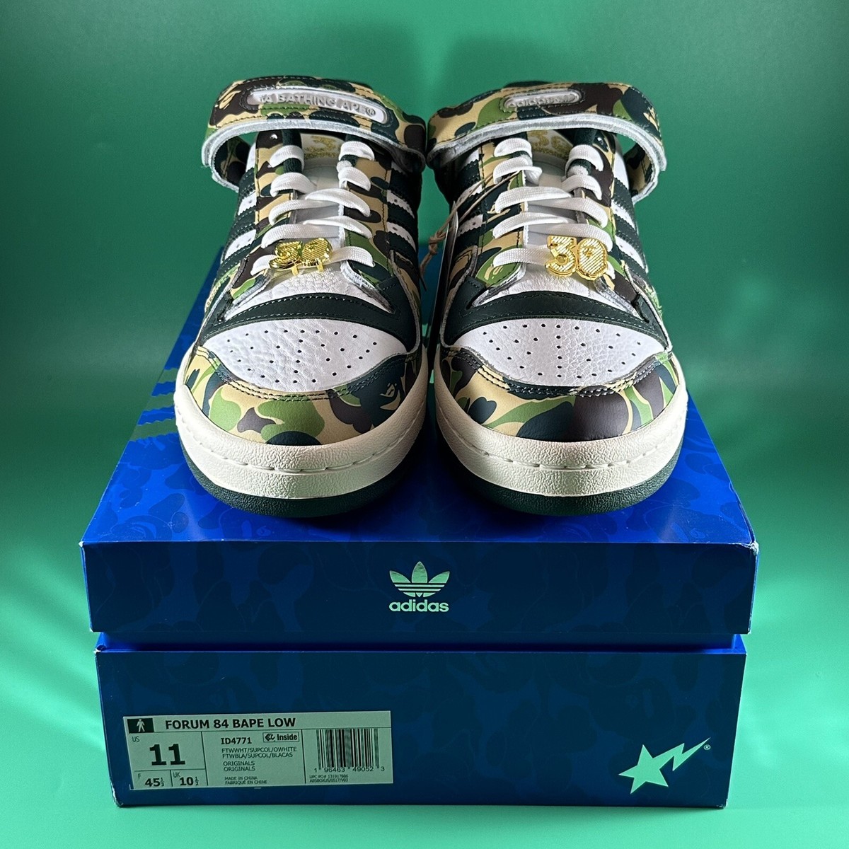2X Adidas x Bape Forum 84 Low 30th Anniversary GREEN & BLUE