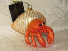 Hermit crab, glass Christmas ornament.