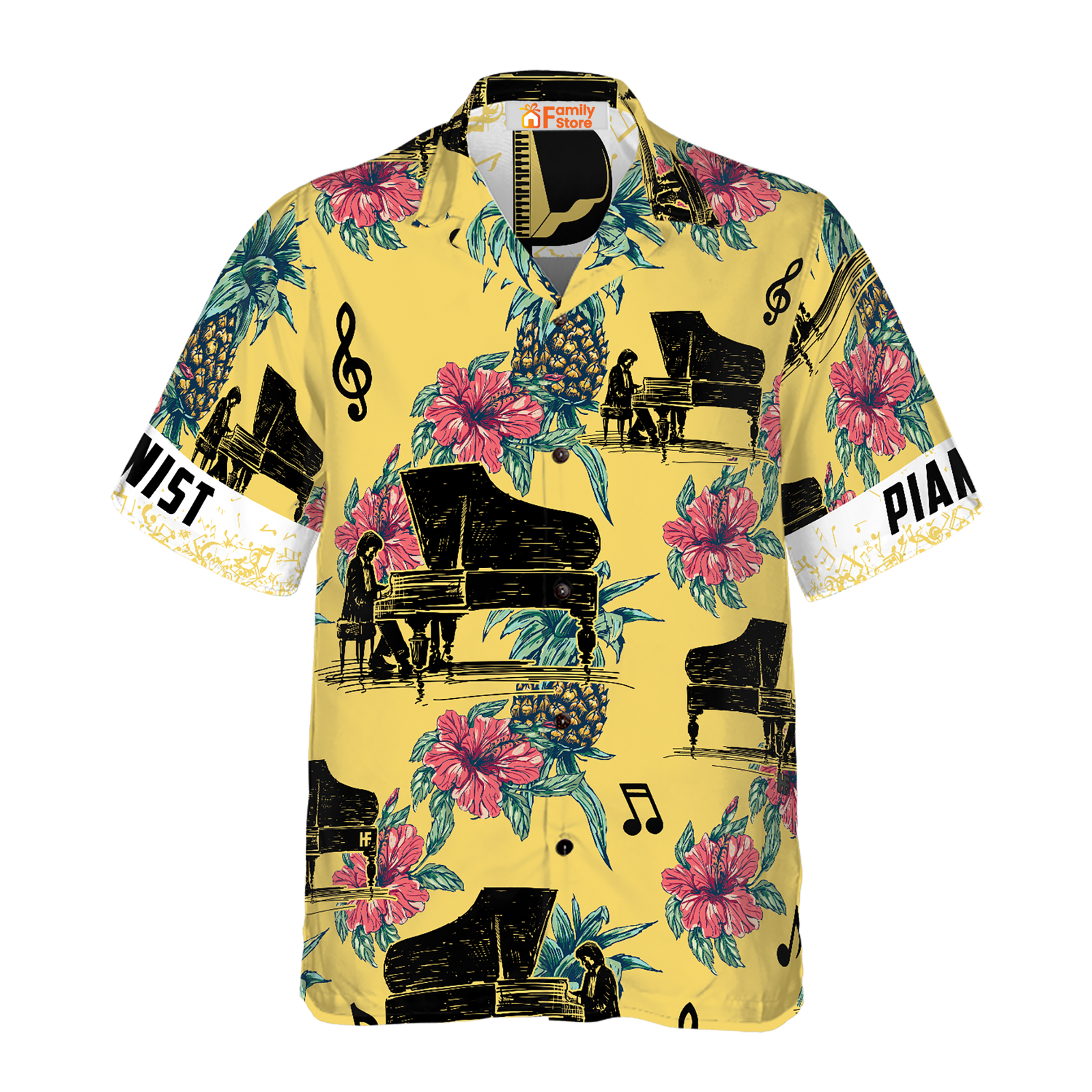 Custom Hawaiian Shirt Featuring Pianist Pineapple Seamless Pattern