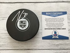 Tanner Pearson Signed LA Los Angeles Kings Hockey Puck Beckett BAS COA b