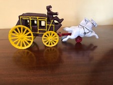 Three Piece Cast Iron Stagecoach W/ Horses  Driver Toy