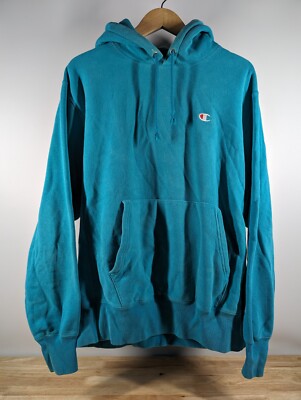 Vintage Champion Reverse Weave Hoodie Sweatshirt - Large - Blue