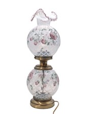 Vintage Fenton Glass Lamp Rose Opalescent Trellis GONE WITH THE WIND Signed