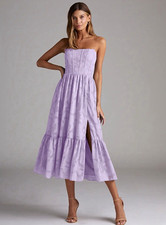 Azazie Delphina Lilac Sleeveless Midi Bridesmaid Dress Size 14