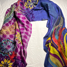 Cirque du Soleil Women  s Multicolor Floral Embroidered Scarf Wrap