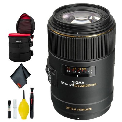 Sigma 105mm f/2.8 EX DG OS HSM Macro Lens for Nikon AF Cameras (Intl Model) Delu
