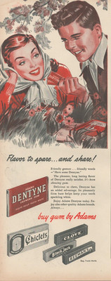 1948 Dentyne Chewing Gum Flavor To Spare and Share Couple In Grass Print Ad