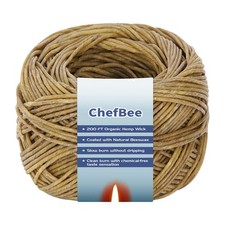 200 FT Organic Hemp Wick, Well Coated Natural Beeswax for Hemp Wick Lighter or C