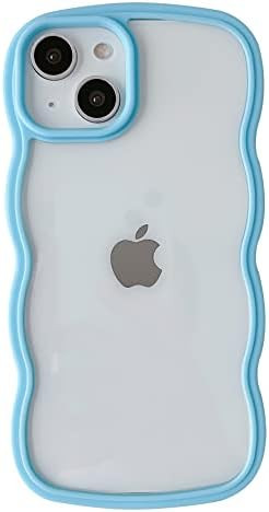 for iPhone 12 Case, Solid Color Curly Wave Frame Clear Soft Compatible with iPho