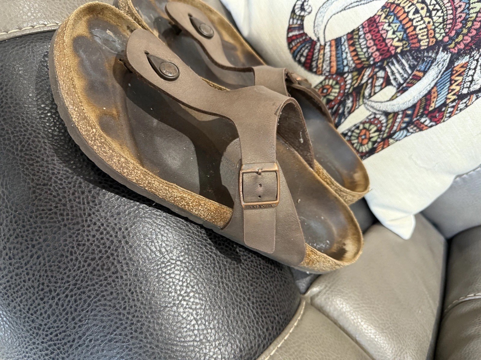 APL BIRKENSTOCK SANDALI IN PELLE GIZEH TANGA UK 10 OTTIME CONDIZIONI