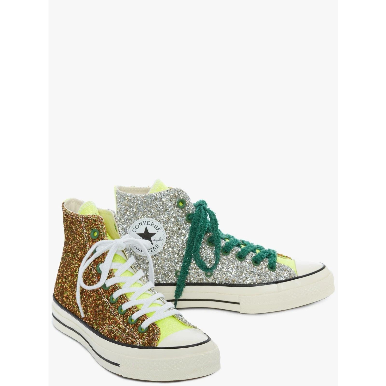Sneakers alte nuove con etichette Converse x JW Anderson Collab glitter taglia 11 5 M 13 5 W