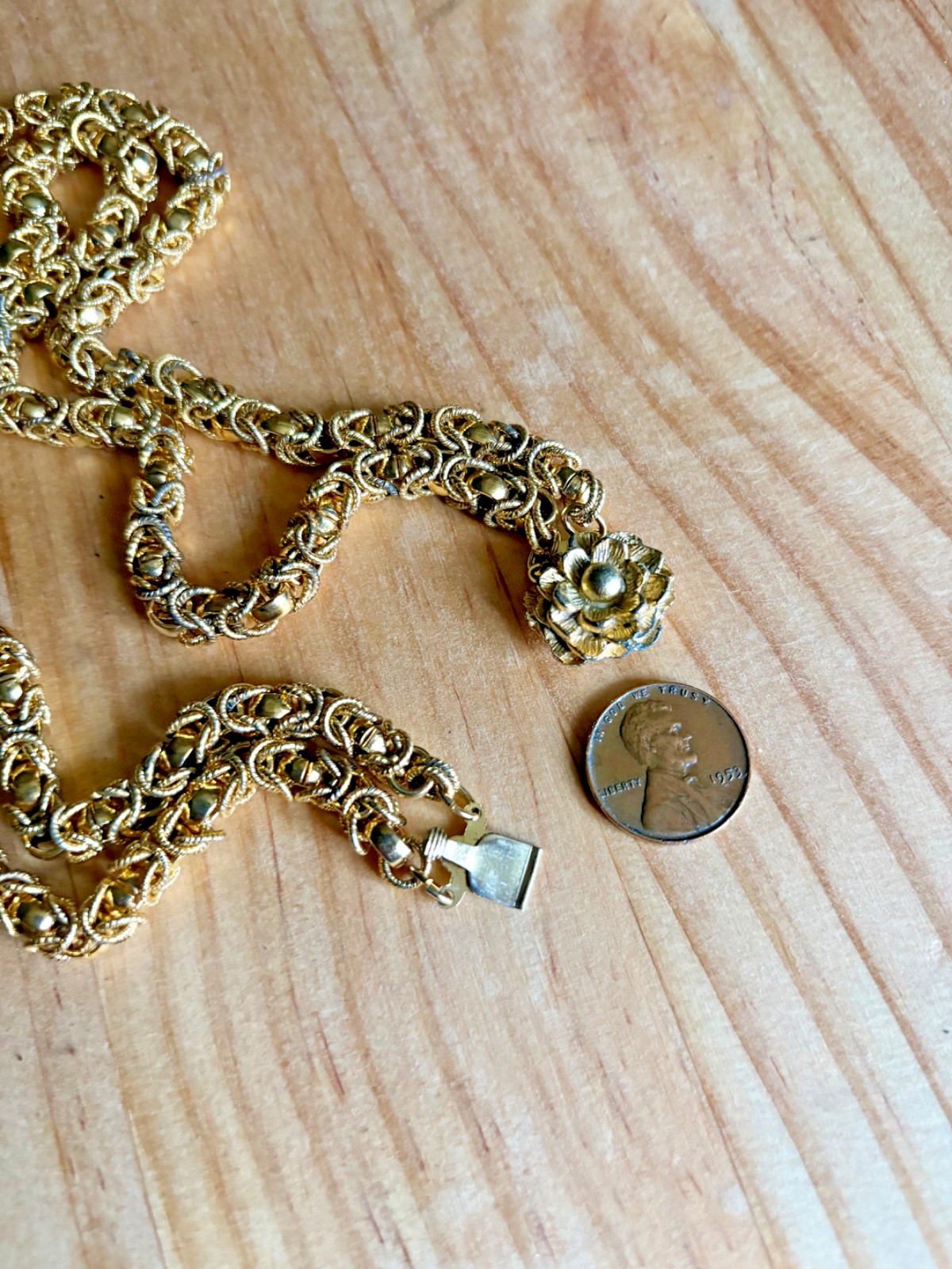 Vint Double Strand Interlocking Chain Necklace Si… - image 5