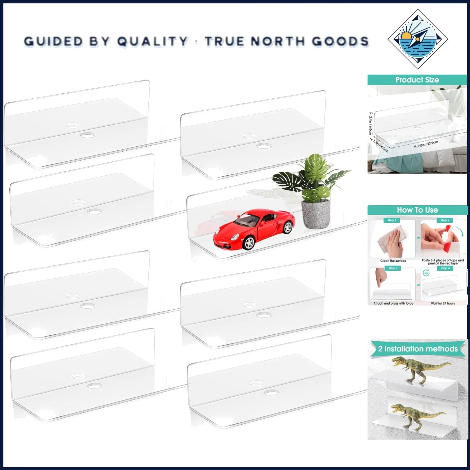 Lightweight Adhesive Floating Shelves for Bedroom, Living Room and Office