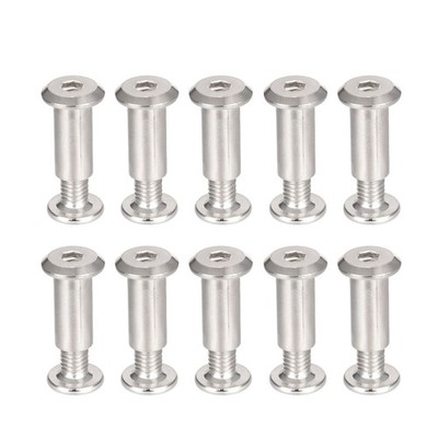 10 SET Screw Post Male M6x12mm Belt Buckle Binding Bolt Leather Fastener Steel
