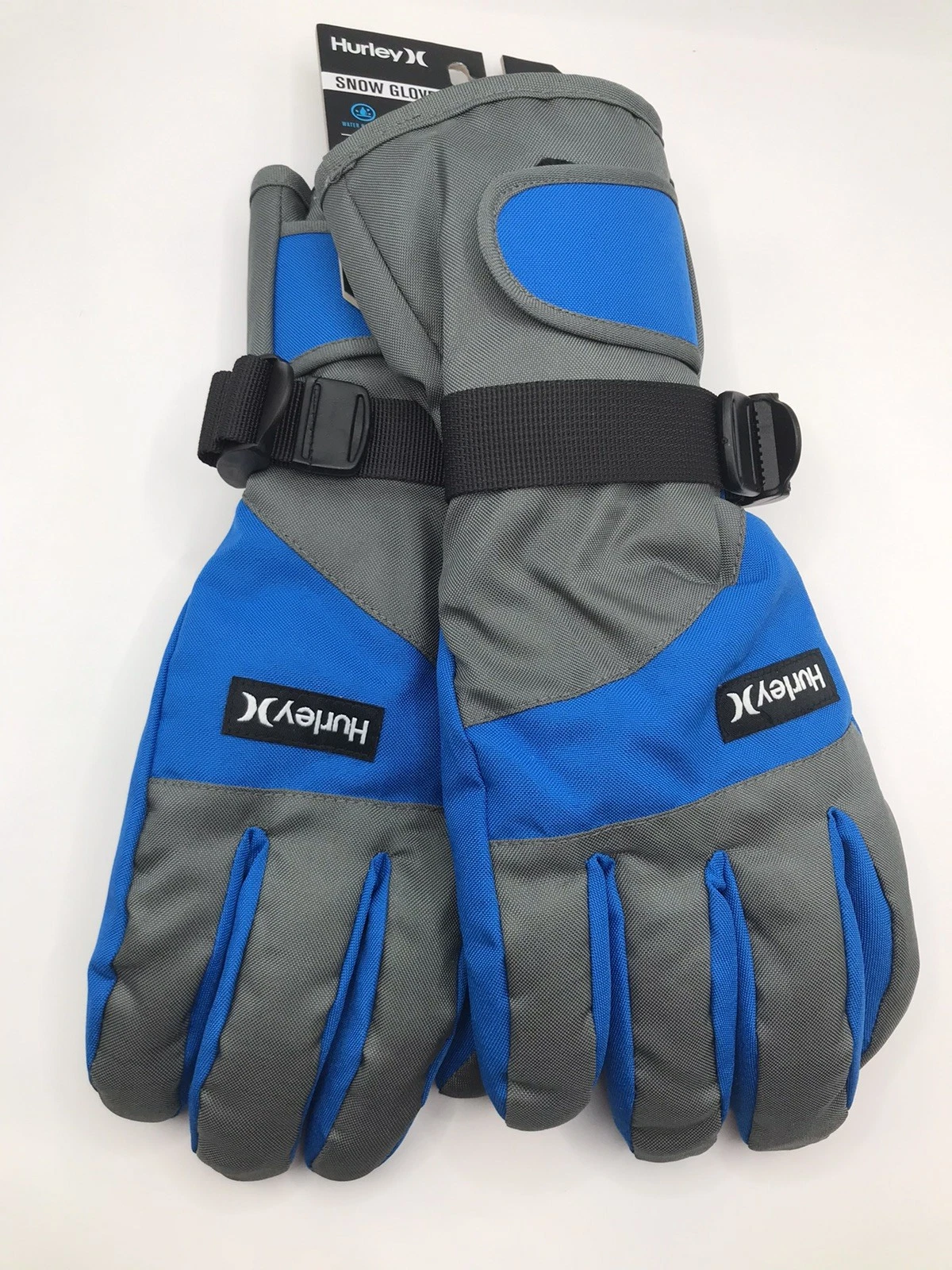 MEN'S HURLEY BLUE/GREY QUAD PRO INSULATED SNOWBOARDING GLOVES SIZE L/XL NWT