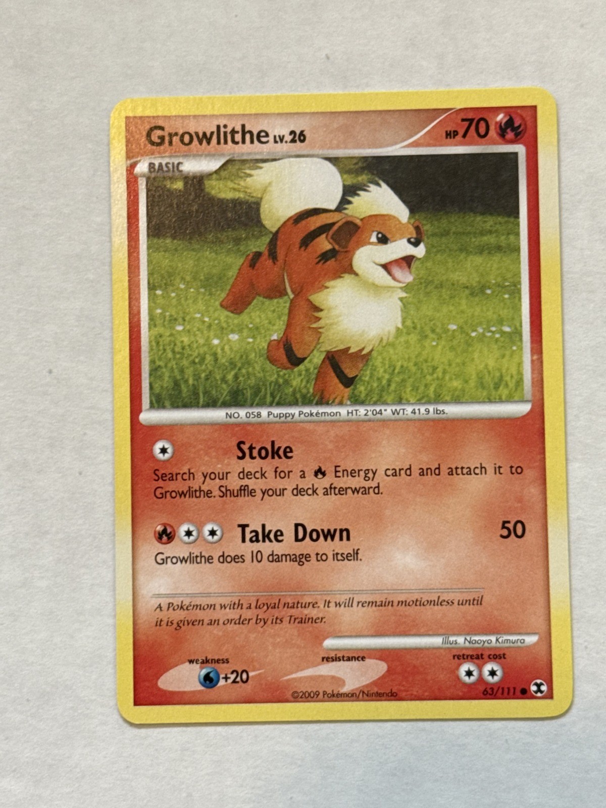 2009 Pokemon TCG Rising Rivals Growlithe Common 63/111 LP