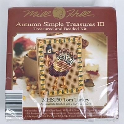 Mill Hill Autumn Simple Treasures BOX Beaded Stitch Kit Tom Turkey 2000 MHST60