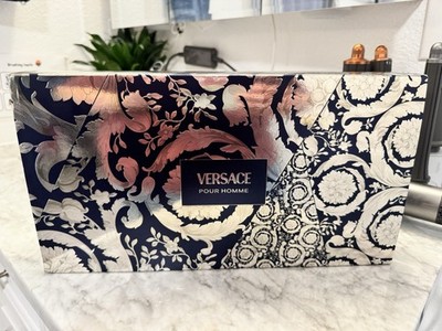 NEW Versace Pour Homme 4 Pc Gift Set 3.4oz EDT Travel Spray Deodorant