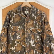 VTG Mossy Oak Shirt Mens XL Fall Foliage Button Up Hunting Outdoors 90s Twill