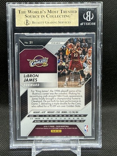 2016-17 Panini Prizm #31 LeBron James Silver Prizm BGS 9.5 GemMint - Picture 2 of 2