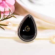 Natural Black Onyx Ring 925 Sterling Silver Handmade Onyx Jewelry Rings for Mom