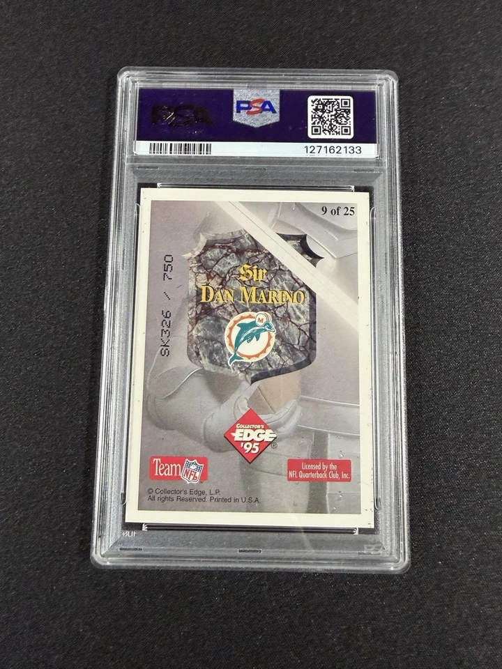 1995 Collector's Edge Dan Marino Excalibur 22K Золотой Щит Серебряная Призма PSA 8 - Изображение 2 из 2