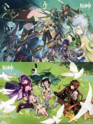 Genshin Impact 2nd Anniversary Double-Sided Postcard, 15x10cm Collectible
