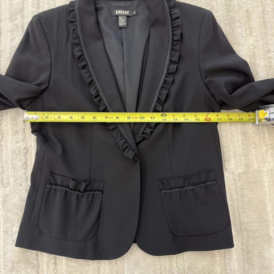 Blazer DKNY Vintage Negro Mezcla Lana Talla 6 - Hecho en Italia Foto 4 de 4