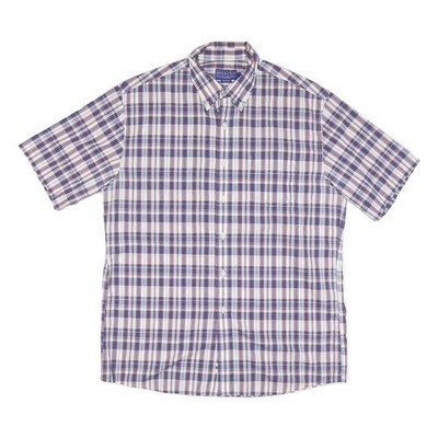 PENDLETON Herren Blau & Rot-Scheck Kurzärmelig Hemd L Baumwollmischung Knöpfe