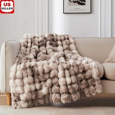 Ultra Soft Faux Fur Throw Blanket Microfiber Anti-Static Bubble Design Gift New