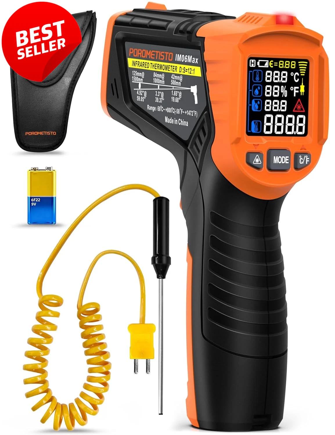 4in1 Infrared Thermometer Gun -58-1472F K Probe Humidity Alarm Industrial - US
Opens in a new window