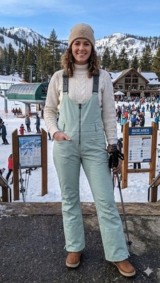 New Roxy Women s Skinny Snow Bibs - Size XL Cameo Green 15K Waterproof $250 MSRP