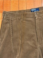 Polo Ralph Lauren Pants Mens 36x30 Brown Corduroy Double Pleated Vintage Cords