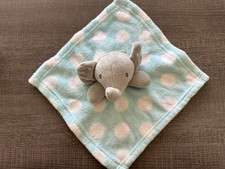 INF Inc Blue Teal Polka Dot Gray Elephant Baby Security Blanket Lovey RN 130369
