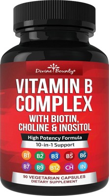 Divine Bounty Super B Complex Vitamins - All B Vitamins Including B12, B1, B2, -