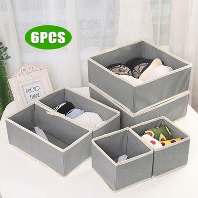 6PCS Fabric Drawer Organizer Boxes | Foldable Storage for Clothes, Socks, Underw