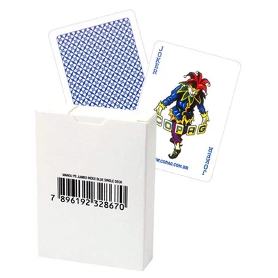 COPAG Cartes De Poker 100% Plastique Bleu Index Jumbo 4 Coins - Photo 1/4