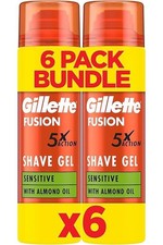 Gillette Fusion Shave Gel for Men with Almond Oil, for Sensitive Skin, 6x200ml 17.74 per litre