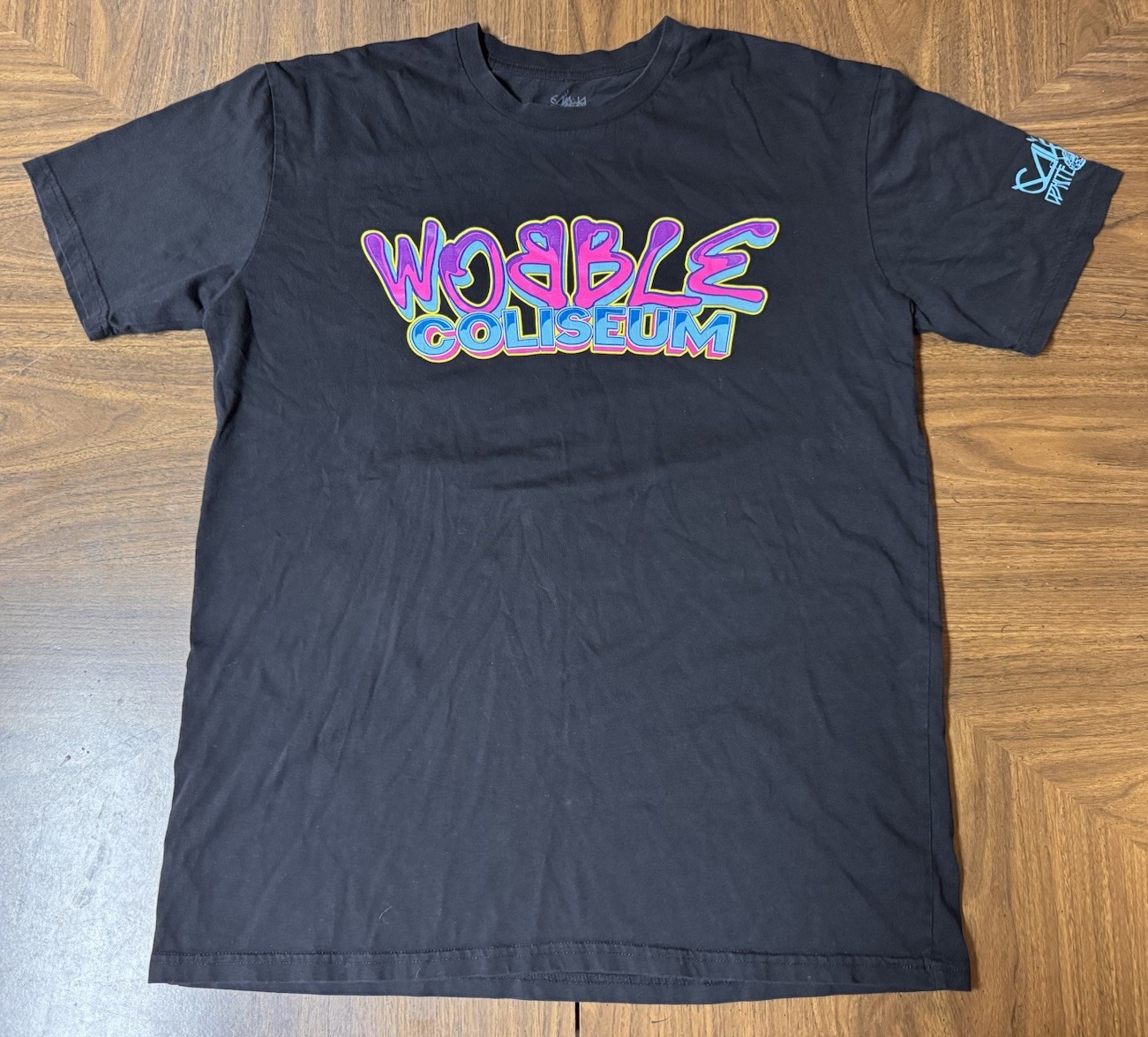 Wobble Coliseum Shirt Black Short Sleeve Black Neon