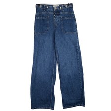 We The Free Wide Leg Jeans Women 25 Blue High Rise Boho Utility