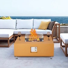 56" Propane Fire Pit Table Outdoor Steel Fire Table 50,000 BTU with Cover Lid