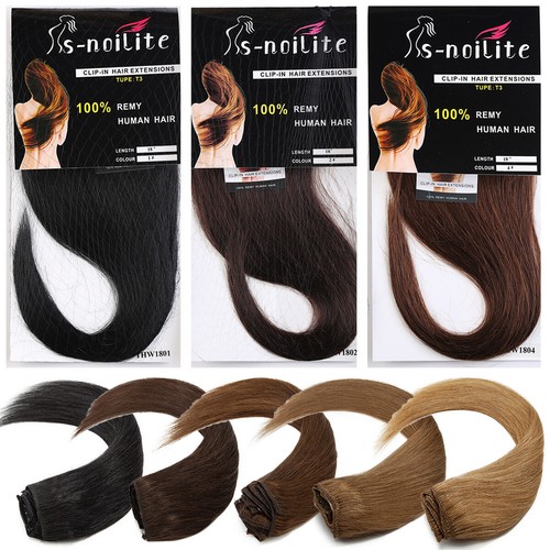 Caramel Clip In On Hair Extensions 100% Real Remy Human Hair 8-24in Full Head US - Picture 7 of 51