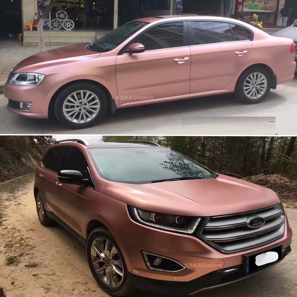 Full Car SUV Wrap Satin Chrome Pearl Metal Vinyl Hood Sticker Rose Gold  65FT BO